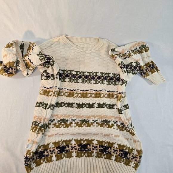 U.S.A. Vintage Eclectic Grandpa Academia Fisherman IVORY Sweater Oversized XL T - Picture 9 of 16